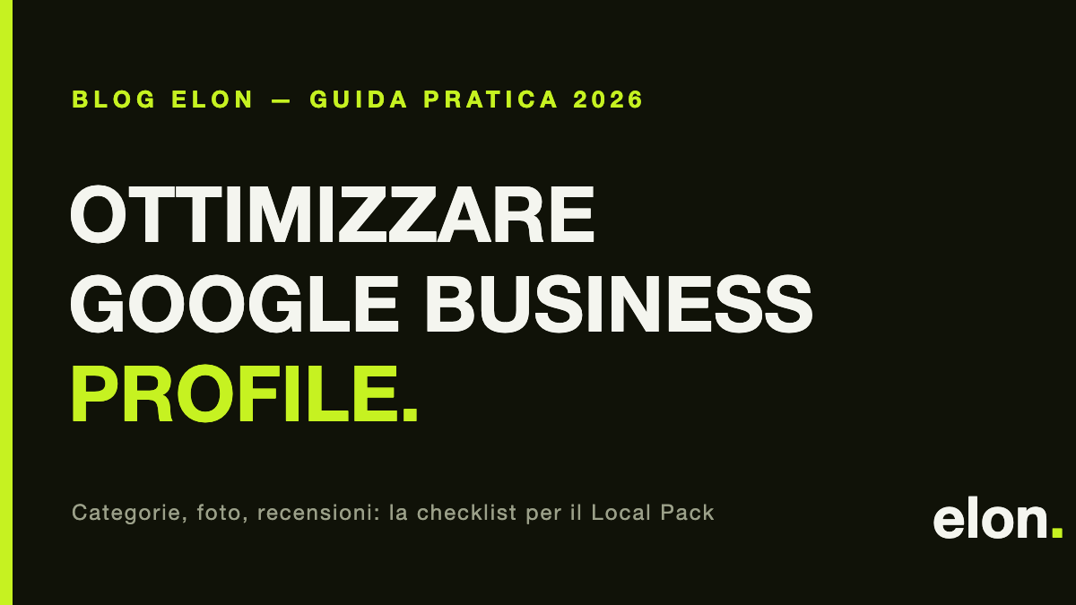 Come ottimizzare Google Business Profile — copertina della guida elon